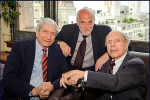 Marvin Kalb, host of the Club's The Kalb Report (left) with Michael Freedman, the show’s executive producer, (top) and Richard C. Hottelet, the last surviving member of the team Edward R. Murrow put together to cover World War II for CBS, at the 2012  New York Festivals International Radio Awards gala June 18. 